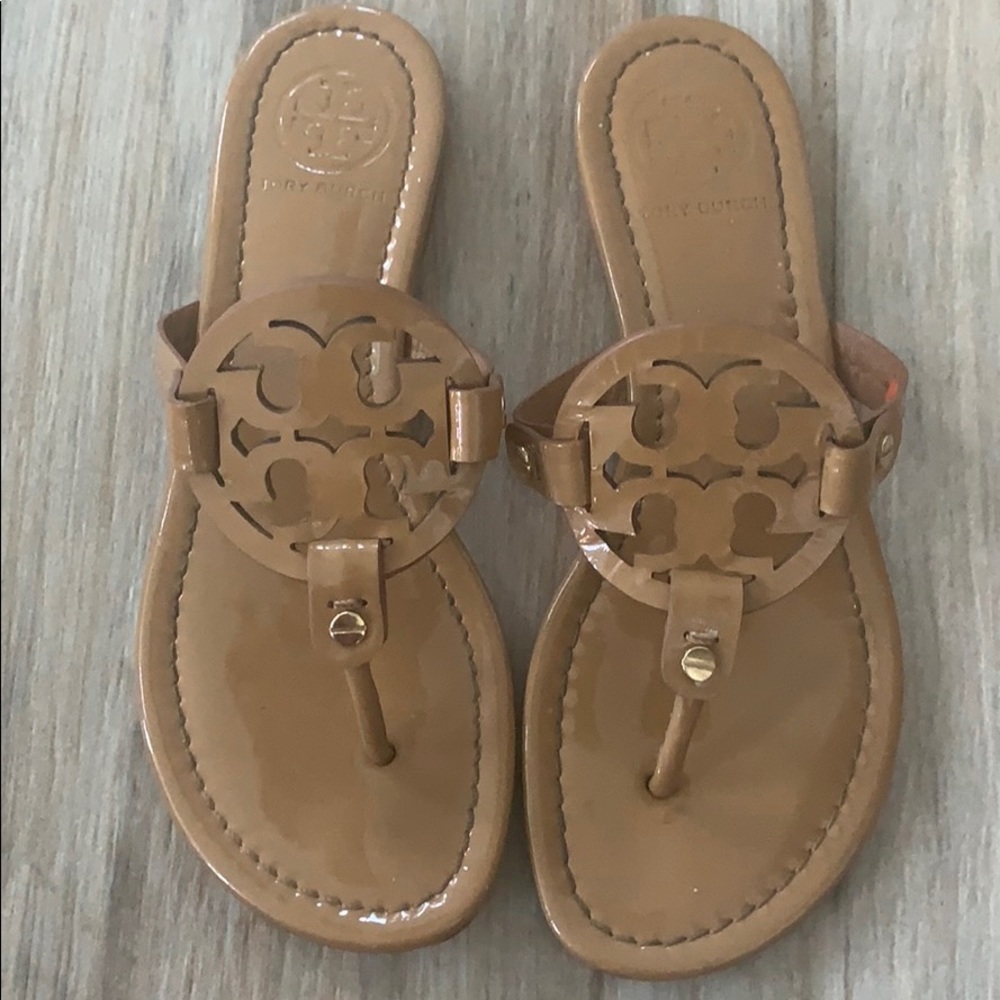 Tory Burch Miller Patent Leather Flip Flops